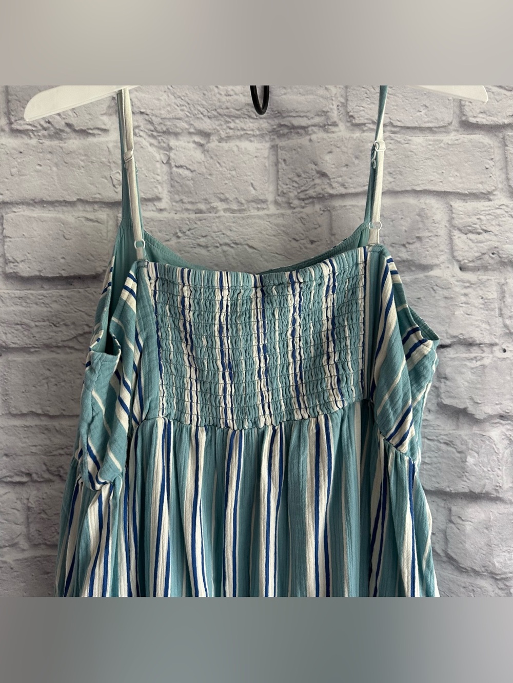 PREOWNED HANNA ANDERSSON BLUE STRIPE WOMENS SPAGHETTI STRAP MAXI DRESS XL - Picture 7 of 9